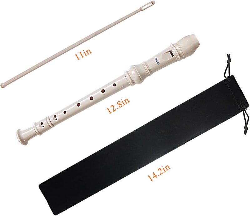 Farcaya 2-Piece Soprano Recorder Instrument for Beginners German Style C Key 8 Hole Descant with Clean Rods 2 Storage Cases (White+White) - Image 5